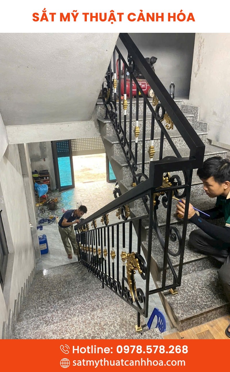 cau thang mt 2 - Cầu Thang Sắt Mỹ Thuật CTS-02