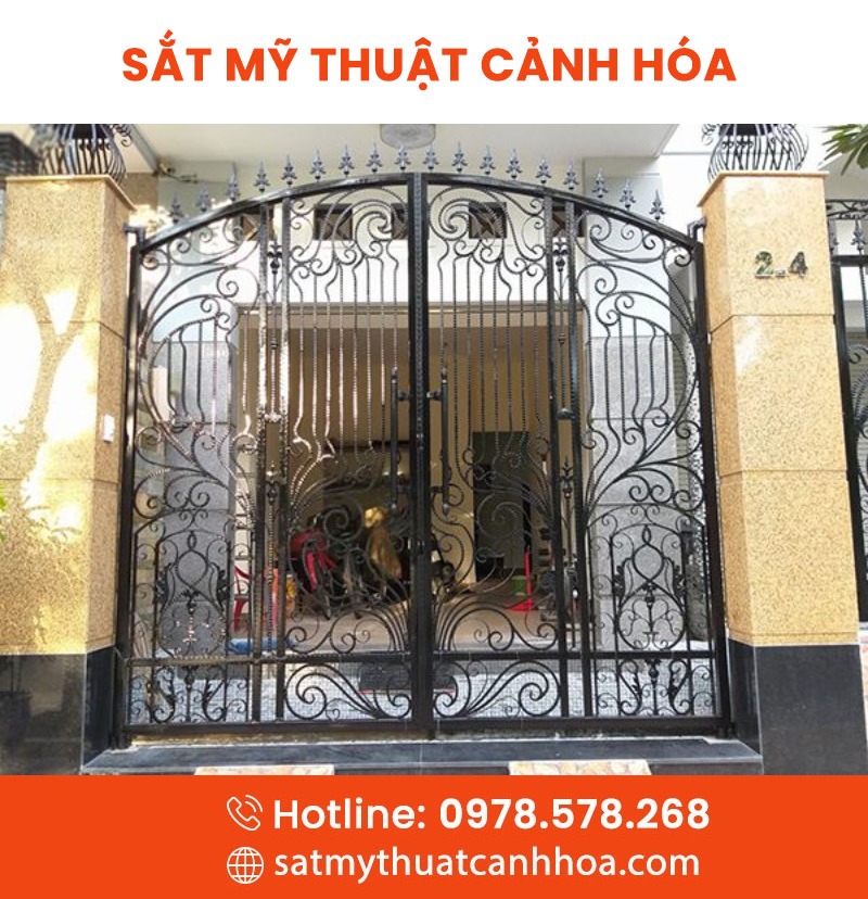 cong sat mt 4 canh 27 - Cổng Sắt Mỹ Thuật 4 Cánh CMT-27